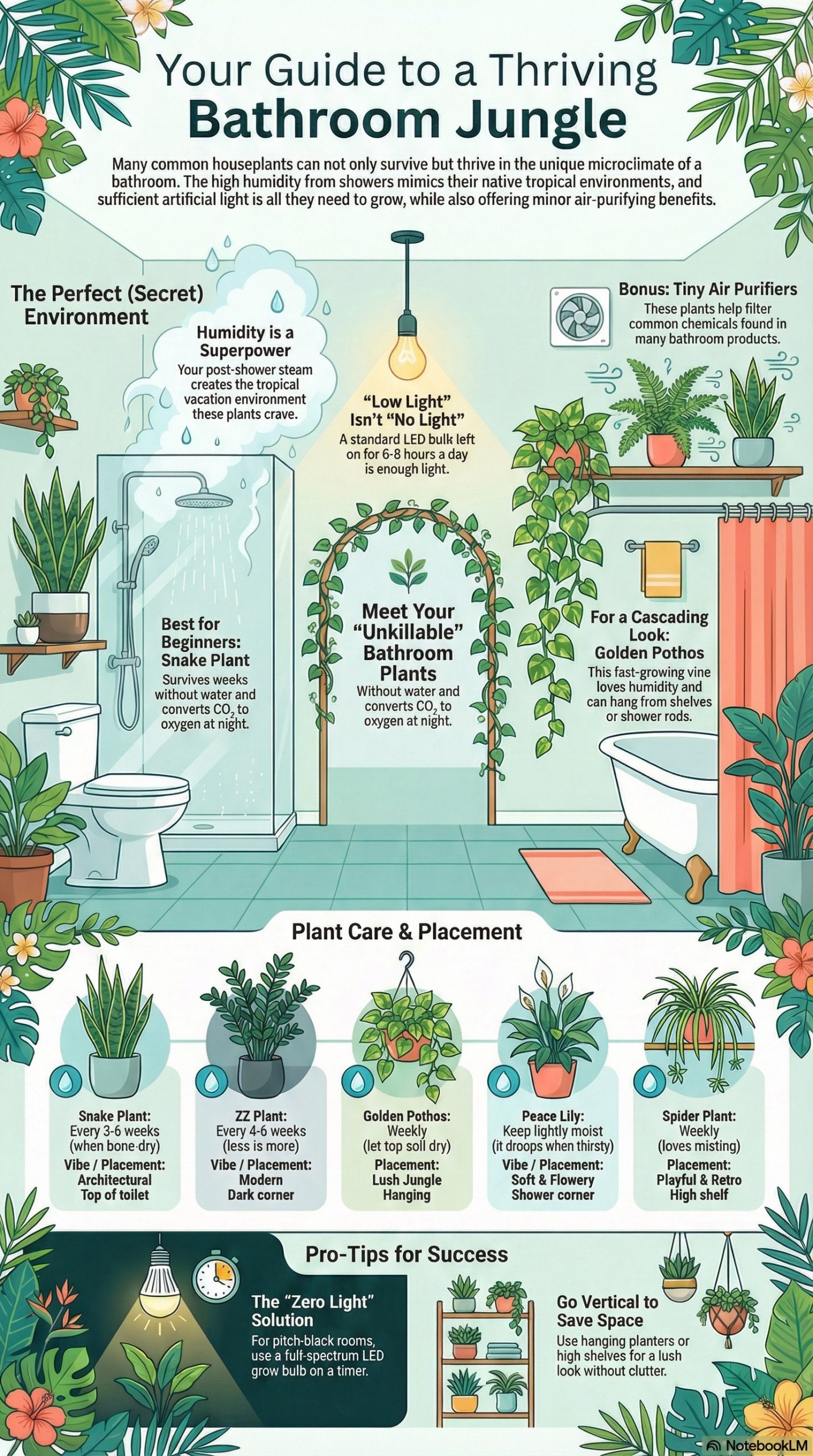 Low Light Bathroom Plants That Thrive in High Humidity Environments